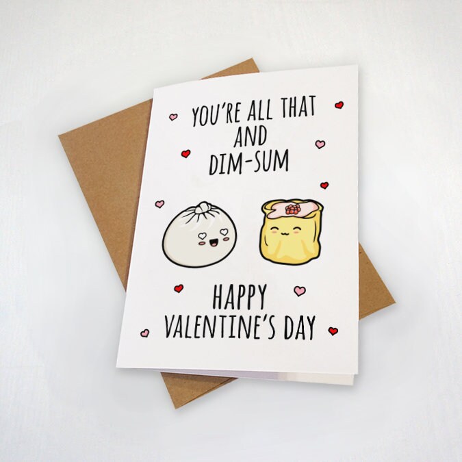 Cute Dim Sum Valentine's Day Card For Boyfriend - Funny Valentine's Card - All That & Dim Sum - V Day Card For Wife