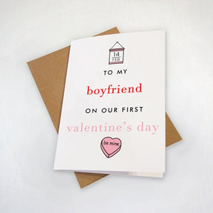 Boyfriend First Valentines Card - First Valentine's Day Together - Valentine Card To Significant Other, Boyfriend or Girlfriend