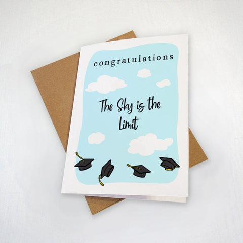 Limitless Graduation Card - Lovely Graduation Card For Daughter, Card For Son, Grad Card Niece, The Sky Is The Limit