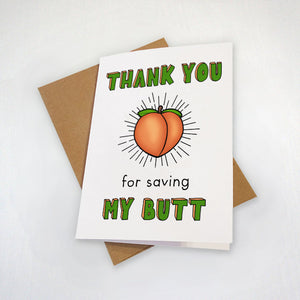 Peachy Thank You Card, Cute Thank You, Funny Thank You Card,  Appreciation Card, Thank You Card For Friend, Card For Co-Worker, Colleague