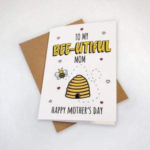 Beautiful Mother's Day Card - Honey Bee Mothers Day Card - Punny Honey Bee Greeting Card For Mom, From Daught, From Son