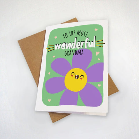 Grandma Mother's Day Card, Most Wonderful Grandmother Greeting Card, Cute Mothers Day Wishes, Card For Her