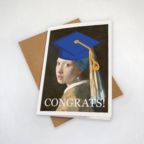 Girl With The Grad Hat Graduation Card - Johannes Vermeer - Funny Grad Card For Art Major, Art History Studies
