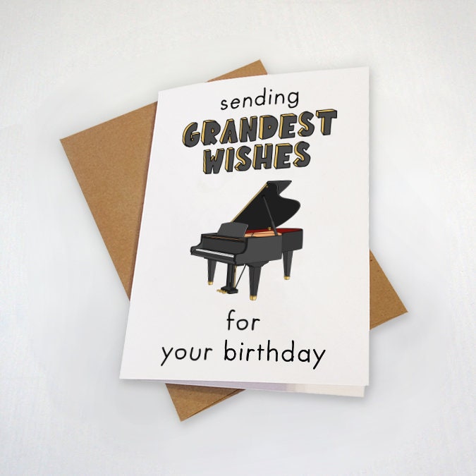 Grand Piano Birthday Card - Fun Birthday Card For Grandson, Granddaughter, or Grandparents or Piano Teacher