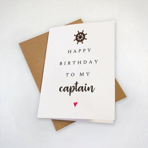 Nautical Themed Birthday Card For Husband, Happy Birthday To My Captain, Adorable Birthday Card For Him - Birthday Card for Husband