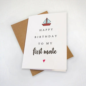 Sailing Themed Birthday Card For Wife, Happy Birthday To My First Mate, Adorable Birthday Card For Her - Birthday Card for Wife