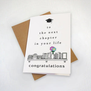 Bookworm Graduation Card, Elegant Graduation Card For Avid Reader, High School Grad Card For Daughter, Niece, To The Next Chapter