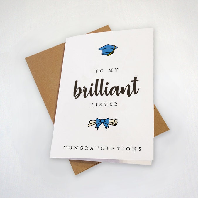 Sister Graduation Card, Lovely Congratulations Card For Sister, Adorable Grad Card For Her