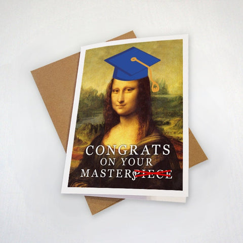 Mona Lisa Graduation Card, Congratulations On Your Masters, Funny Masters Degree Graduation Card, Grad Card, Congrats Card
