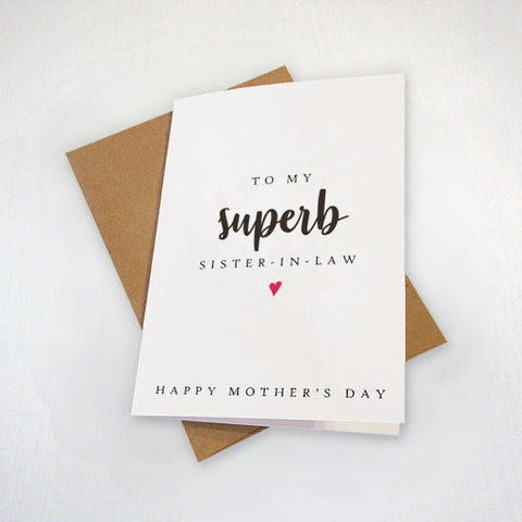 Superb Sister-In-Law Mother's Day Card, Simple & Elegant Mother's Day Card For Sister In Law, For Her