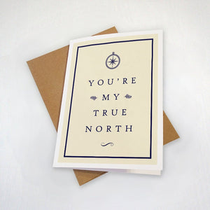 Sweet Anniversary Card - You're My True North - Compass Anniversary Card - Anniversary Card for Him -Anniversary Card for Husband
