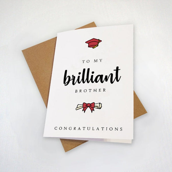 Brother Graduation Card, Lovely Congratulations Card For Brother, Adorable Grad Card For Him