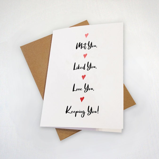 Cute Love Card, Lovely Anniversary Card For Him, Sweet Anniversary Card For Boyfriend, First Anniversary Card For Girlfriend