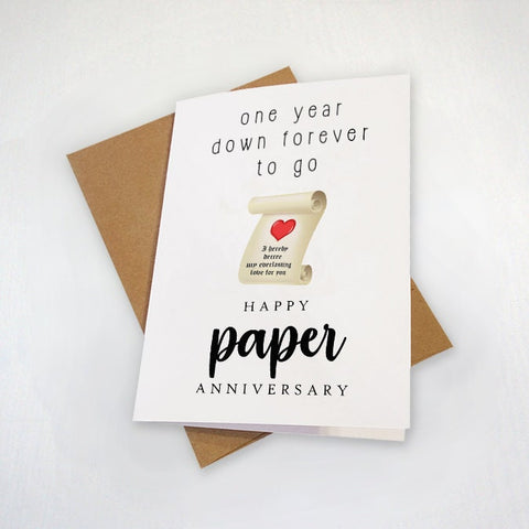 Paper Anniversary Card For Her, Sweet First Anniversary Card For Girlfriend, Lovely Anniversary Card For Boyfriend