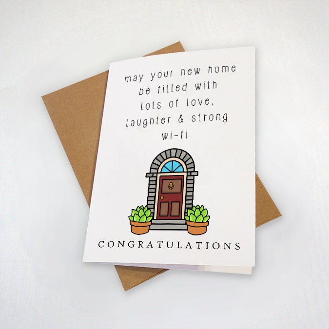 New Home Congratulations Card, Funny Congrats Card For New House. Cute Housewarming Card For New Home Owner, New Apartment Card