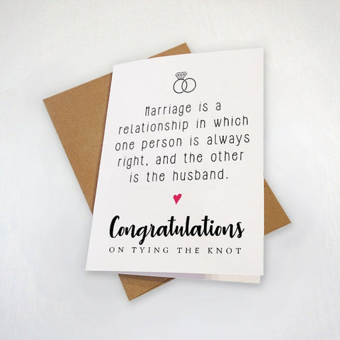 Funny Wedding Congratulations Card For Her, Funny Marriage Card For Bride, Hilarious Congrats Card For New Married Couple, Funny Quote