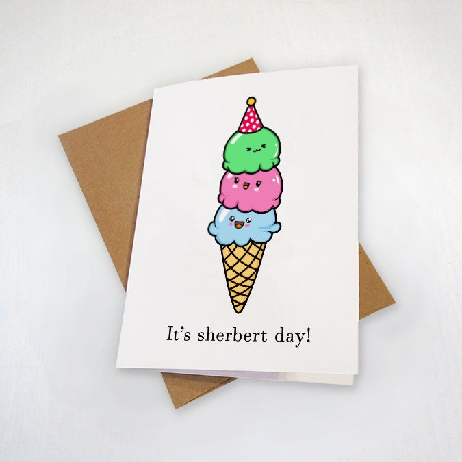 Cute Birthday Card For Daughter, It's Sherbet Day Birthday Card, Punny Greeting Card For Her, Funny Birthday Gift For Husband