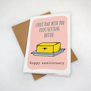 Funny Butter Anniversary Card, Adorable Anniversary Card For Boyfriend, Cute Greeting For Girlfriend, First Year Anniversary Gift For Him