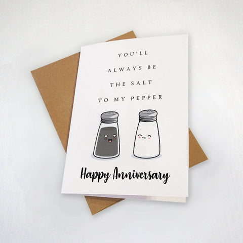 Salt And Pepper Anniversary Card, Adorable Anniversary Card For A Seasoned Couple - Funny Anniversary Card For Wife, Cute Pun Joke
