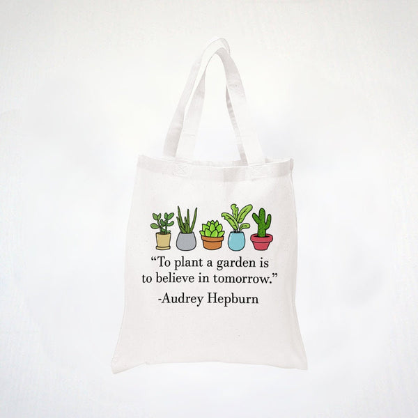 Plant Mom Tote Bag - Plant Mom Gift - Mother's Day Gift, Gift For Her, Gardening Gift, Gardening Mothers Day Present, Audrey Hepburn Quote