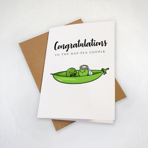 Peas In A Pod Wedding Congratulations Card, Funny Wedding Card, Cute Getting Card For Newly Married Couple, Congrats Card For Bestie,