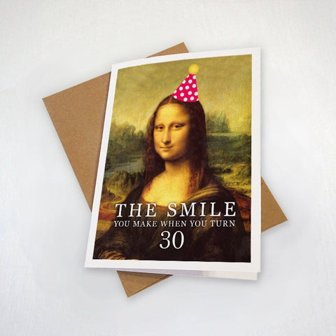 Mona Lisa Birthday Card, Funny 30th Birthday Greeting Card For Her, Birthday Card For Sister, Birthday Card For Cousin, Wife Birthday Gift