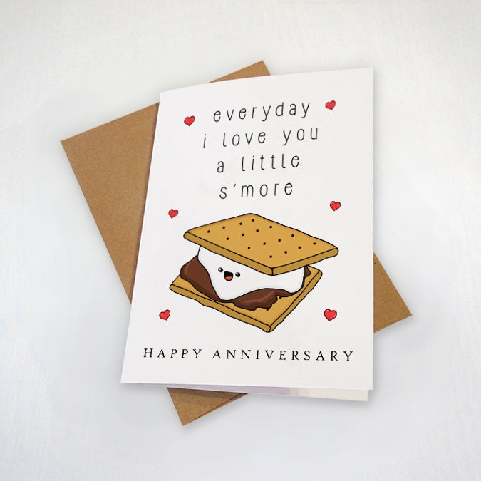 Funny Chocolate Anniversary Card, Delightful Anniversary Card For Boyfriend or Husband, First Year Anniversary Gift For Him, Smore Greeting