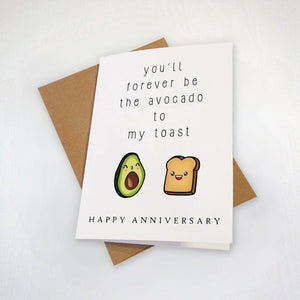 Avocado Toast Anniversary Card, Cute Happy Anniversary Card For Vegetarian or Vegan Couple, Funny Foodie Anniversary Card For Her,