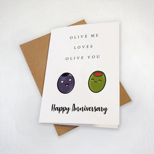 Funny Anniversary Card, Olive Me Loves Olive You, Cute Love Card, Anniversary Card For Boyfriend, Funny Pun Card, Love Card For Husband