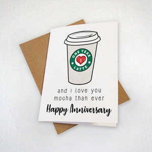 Funny Coffee Latte Anniversary Card, Custom Anniversary For Husband, Wife or Coffee Lover, Customizable - Select Number of Years