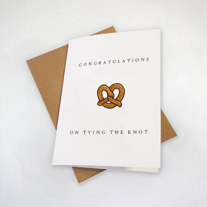 Pretzel Card, Wedding Congratulations Card For Her, Funny Tying The Know Pun Card, Hilarious Congrats Card For New Married Couple,