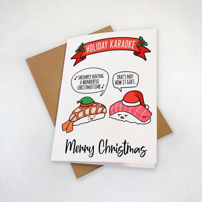 Funny Holiday Karaoke Christmas Card, A Wonderful Christmastime For Family, Cute Comic X-Mas Card, Christmas Card For Neighbors