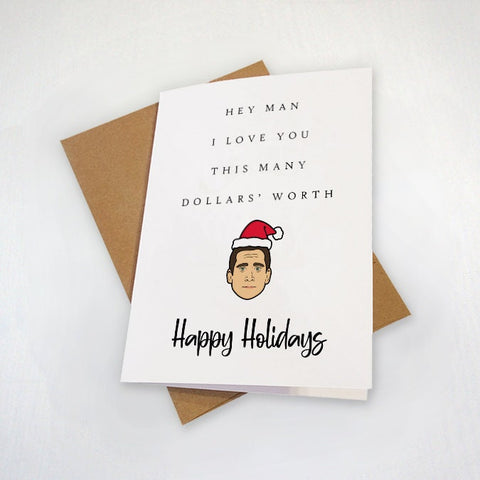 Funny Christmas Gift Card For Coworker, Funny Happy Holidays Card For Husband, This Many Dollars Worth, Secret Santa For Office Mates
