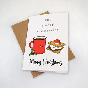 Cute Punny Christmas Card For New Parents, The S'More The Merrier, New Baby Holiday Greeting Card, First Christmas Card For Newborn