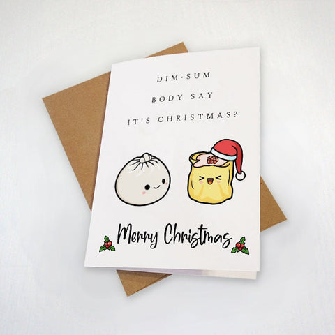 Dim Sum Christmas Card For Her, Cute Foodie Birthday Card For Boyfriend, Funny Holiday Gift Card For Him, Sweet Christmas Present For Family