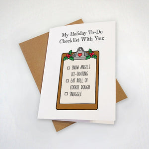 Holiday Activity To Do List Christmas Card For BFF, Bestie, Boyfriend Movie Christmas Card - Snow Angels & Cookie Dough Gift For Family