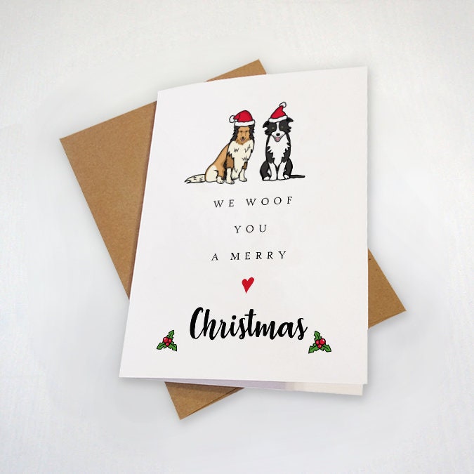 We Woof You A Merry Christmas, Cute Dog Owner Christmas Card, Pun Joke Holiday Gift Card, Lovely X-Mas Card For Brother, Present For Sister