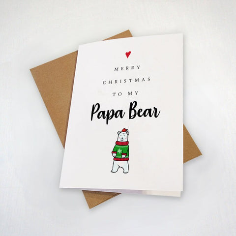 Christmas Card For Dad, Holiday Card For Father, Merry Christmas Present For Papa, Merry Christmas To My Papa Bear, Card For Him, Husband