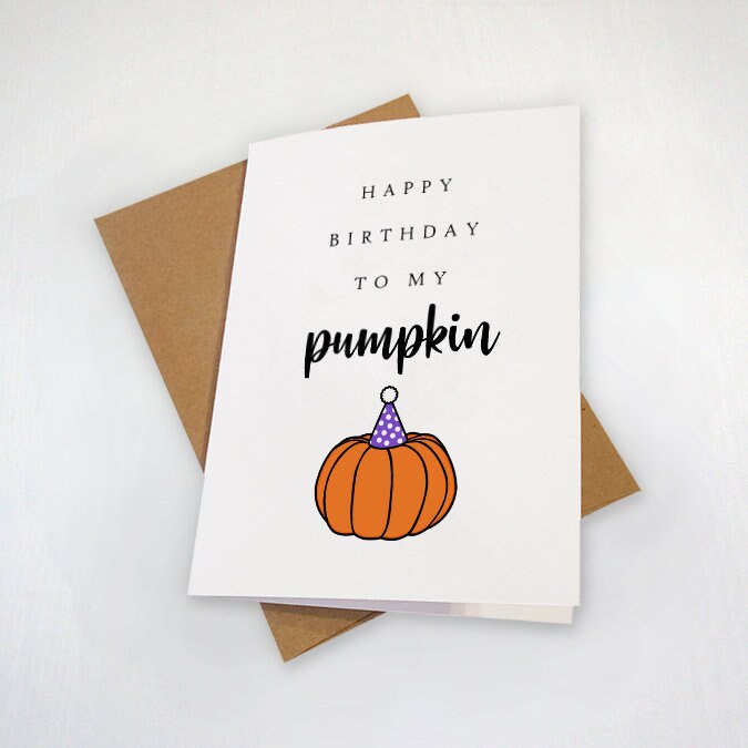 Pumpkin Birthday Card For Girlfriend, Cute Fall Birthay For Wife, October Birthday Card For Her, Romantic Birthday Gift