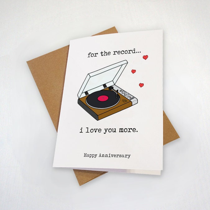 Funny Anniversary Card For Boyfriend, Cute Anniversary Card For Vinyl Collectoer, Anniversary Card For Him, Record Player Card For Husband